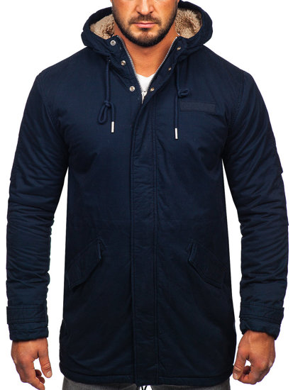 Чоловіча бавовняна куртка зимова темно-синя парку Bolf EX838A