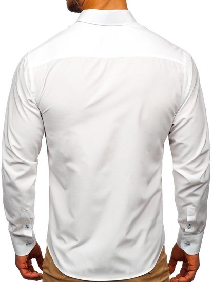 Чоловіча елегантна сорочка з довгим рукавом біло-блакитна Bolf 5722-1-A