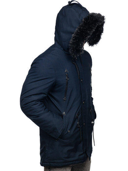 Чоловіча зимова куртка парка темно-синя Bolf 1068
