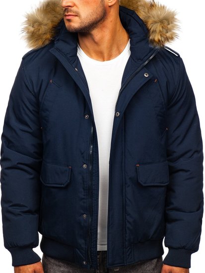 Чоловіча зимова куртка темно-синя Bolf 1770