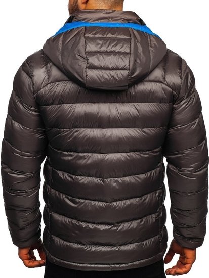 Чоловіча зимова спортивна куртка стьобана графітова Bolf BK145