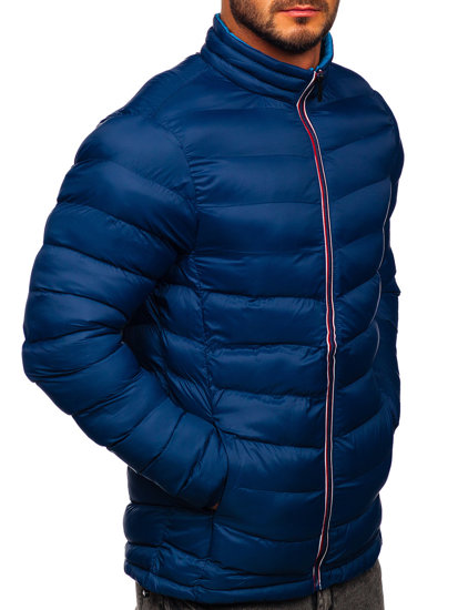 Чоловіча зимова спортивна куртка стьобана темно-синя Bolf 1100