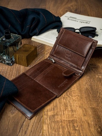 Чоловічий шкіряний гаманець коричневий 4516
