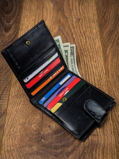 Чоловічий шкіряний гаманець чорний 4588