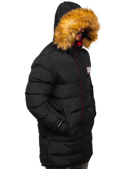Чорна довга стьобана куртка чоловіча зимова Bolf 6477