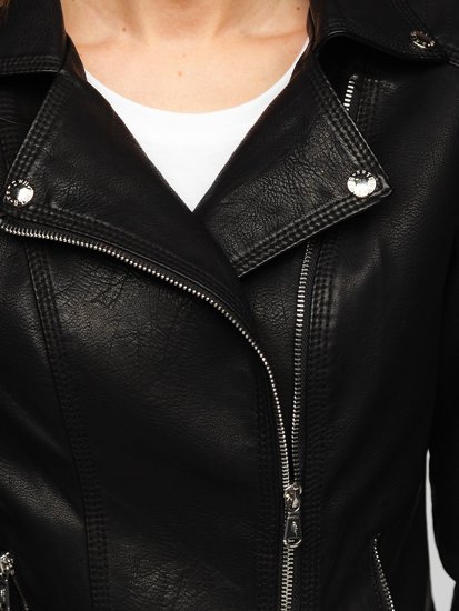 Чорна жіноча шкіряна куртка косуха Bolf R210