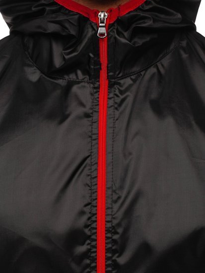 Чорна чоловіча демысезонна куртка-вітровка з капюшоном BOLF 5060