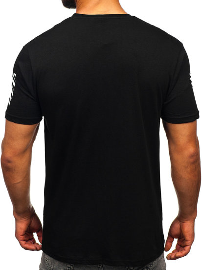 Чорна чоловіча футболка з принтом Bolf 2611