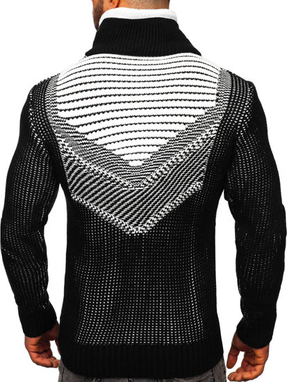 Чорний товстий чоловічий светр з коміром-стійкою Bolf 2027