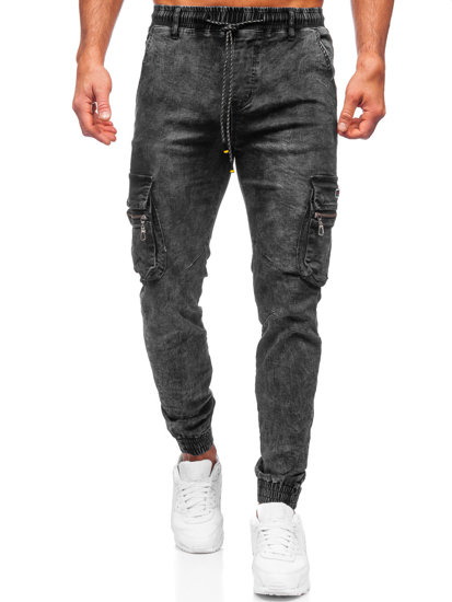 Чорні чоловічі джинси джоггери-карго Bolf TF109