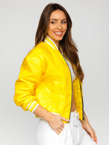 Жовта жіноча стьобана демісезонна куртка-бомбер Bolf 82556