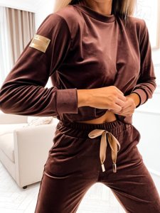 Коричневий велюровий жіночий спортивний костюм Bolf 8129