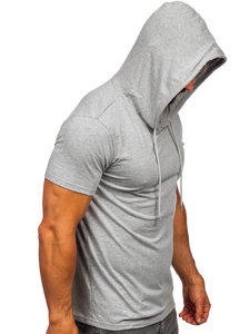 Сіра чоловіча футболка з капюшоном без принту Bolf 8T957