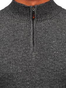 Сірий чоловічий светр з коміром-стійкою Bolf S8206