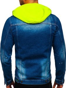 Темно-синя джинсова чоловіча куртка з капюшоном Bolf 1-2