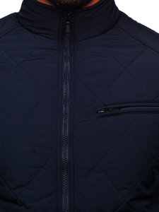 Темно-синя стьобана демісезонна чоловіча куртка Bolf 22M11