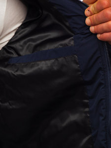 Темно-синя стьобана демісезонна чоловіча куртка Bolf 22M11
