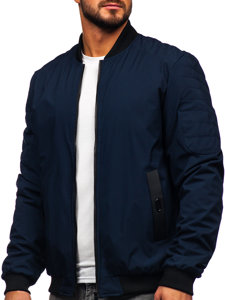 Темно-синя чоловіча демісезонна куртка-бомбер Bolf 84M3007