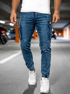 Темно-сині чоловічі джинси джоггери-карго Bolf HY1020
