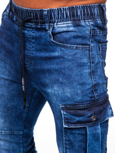 Темно-сині чоловічі джинси джоггери-карго Bolf TF229