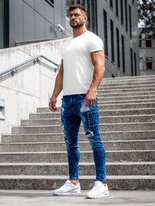 Темно-сині чоловічі джинсові штани slim fit Bolf TF249