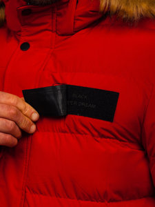 Червона довга стьобана куртка чоловіча зимова Bolf 6477