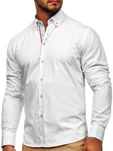 Чоловіча елегантна сорочка з довгим рукавом біла Bolf 8839