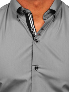 Чоловіча елегантна сорочка з довгим рукавом сіра Bolf 5796-1