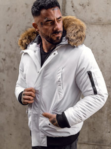 Чоловіча зимова куртка біла Bolf 2019