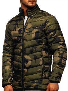 Чоловіча зимова спортивна куртка камуфляж-зелена Bolf SM32