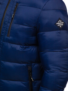 Чоловіча зимова спортивна куртка стьобана темно-синя Bolf AB98