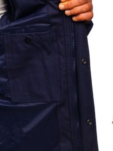 Чоловіча зимова спортивна стьобана куртка темно-синя Bolf 1975