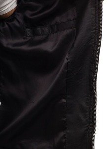 Чоловіча шкіряна байкерська куртка чорна Bolf 9103