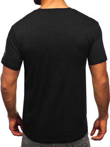 Чорна бавовняна чоловіча футболка з принтом Bolf 14784