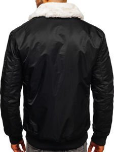 Чорна чоловіча демісезонна куртка пілот Bolf EX1787