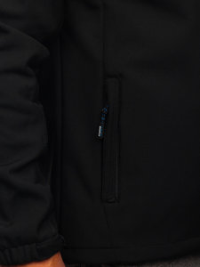 Чорна чоловіча куртка софтшелл Bolf WX062