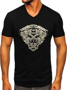 Чорна чоловіча футболка з аплікаціями Bolf 3011