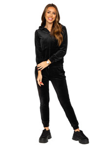 Чорний велюровий жіночий спортивний костюм Bolf 829