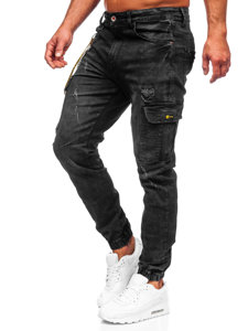 Чорні джинси джоггери-карго чоловічі Bolf 61056S0