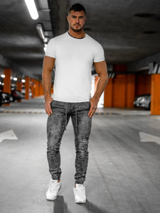 Чорні джоггери чоловічі джинсові штани Bolf TF126