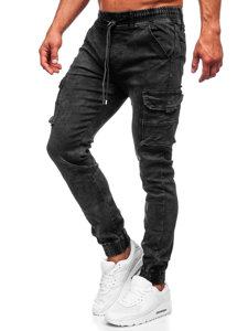Чорні чоловічі джинси джоггери-карго Bolf TF256