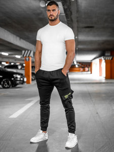 Чорні чоловічі штани джоггери-карго Bolf HW2173